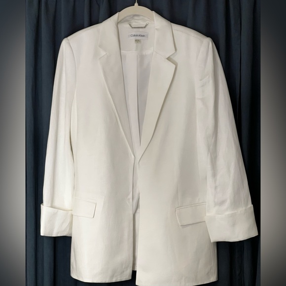 Calvin Klein White Lightweight Cuffed Blazer- Size 16 - Picture 5 of 7